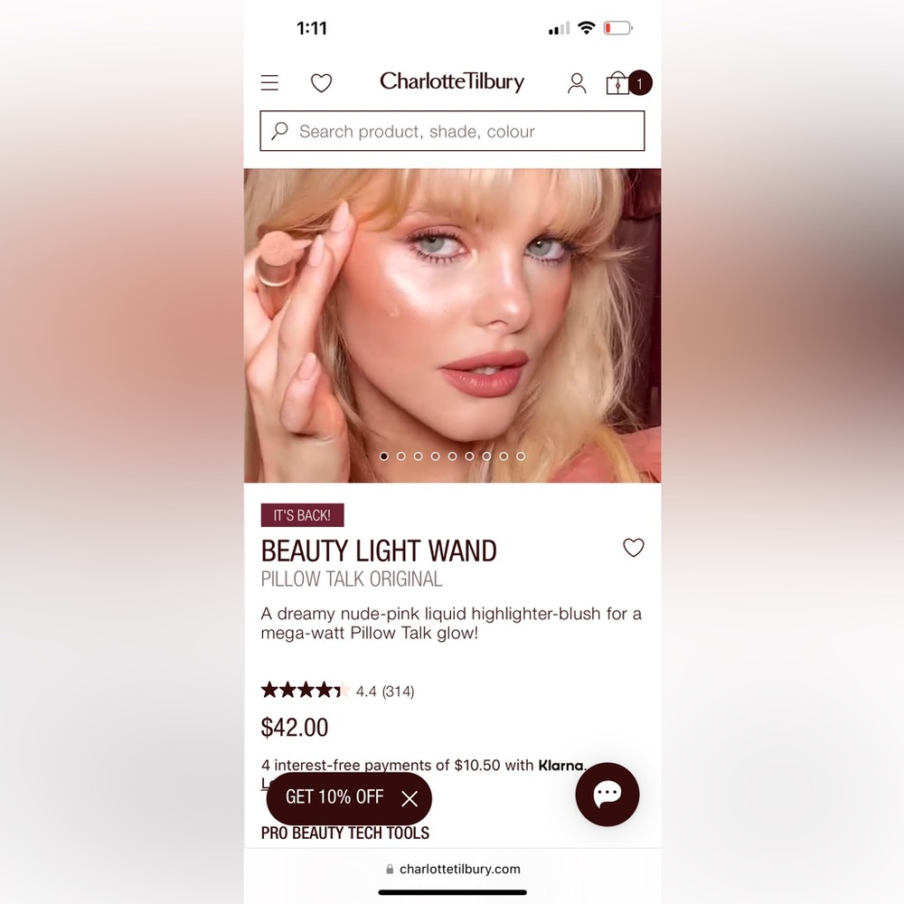 Charlotte Tilbury: BEAUTY LIGHT WAND
PILLOW TALK ORIGINAL. NEW/ SEALED***